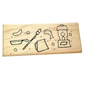 DOTS  Camping Border P139 Large Rubber Stamp
